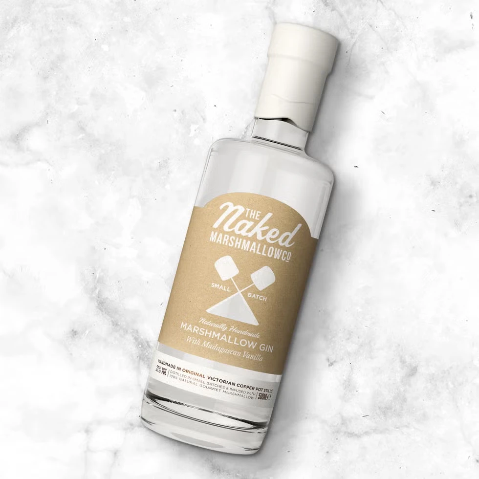 Marshmallow Gin White Brown Packaging