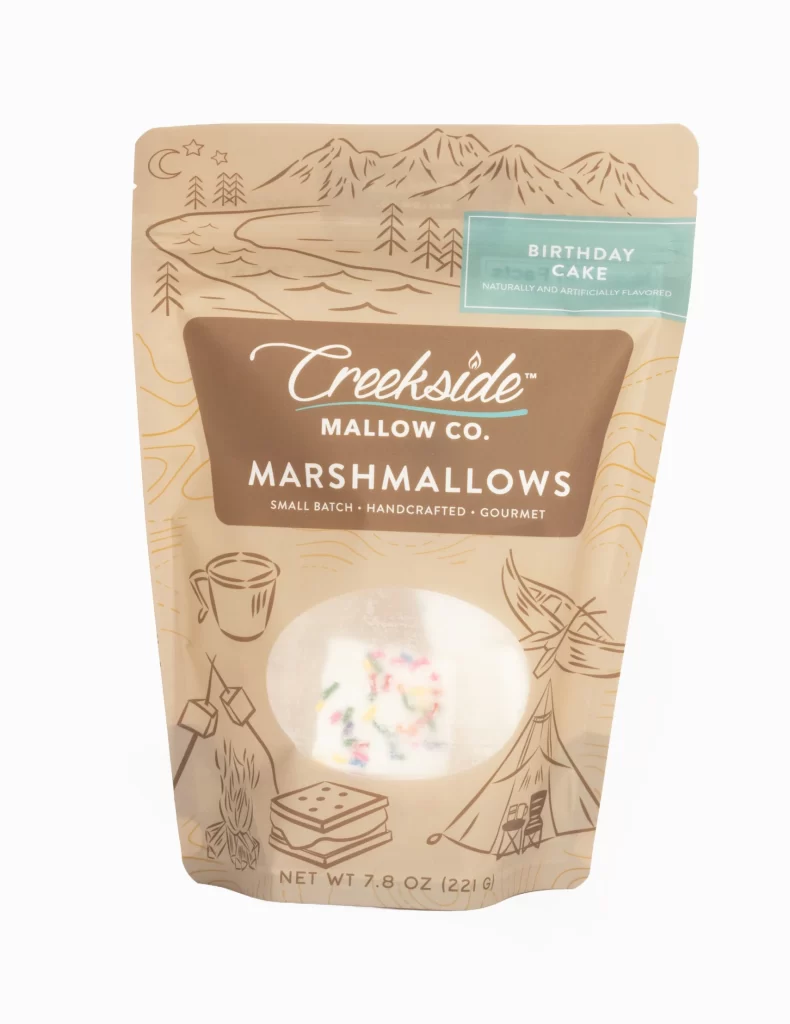 Marshmallows Birthday Cake Beige Brown Packaging