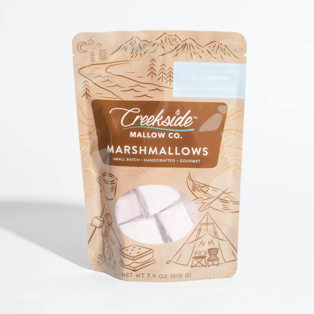 Marshmallows Blueberry Brown White Handcrafted Packaging