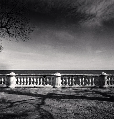 Minimalist Balustrade Dramatic Textured High Contrast Seascape