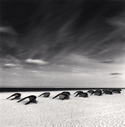 Minimalist Beach Chairs High Contrast Dramatic Atmospheric