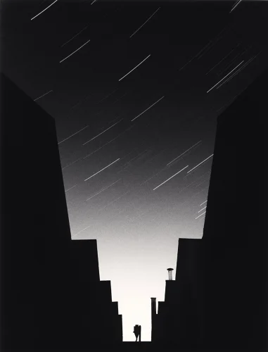 Minimalist Cityscape High Contrast Mysterious