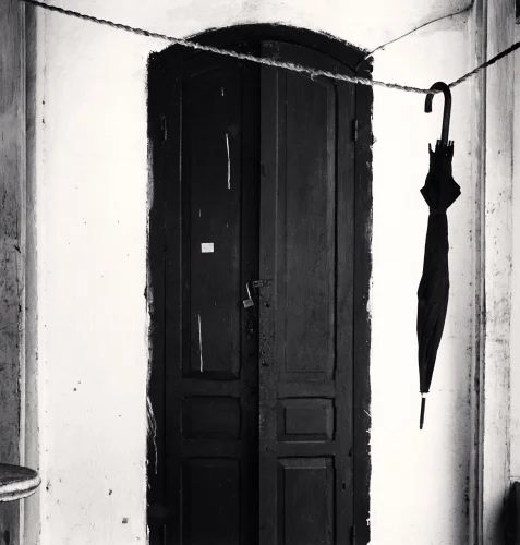 Minimalist Door Umbrella High Contrast Mysterious