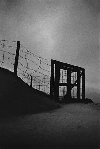 Minimalist Fence Gate Dramatic High Contrast Mysterious