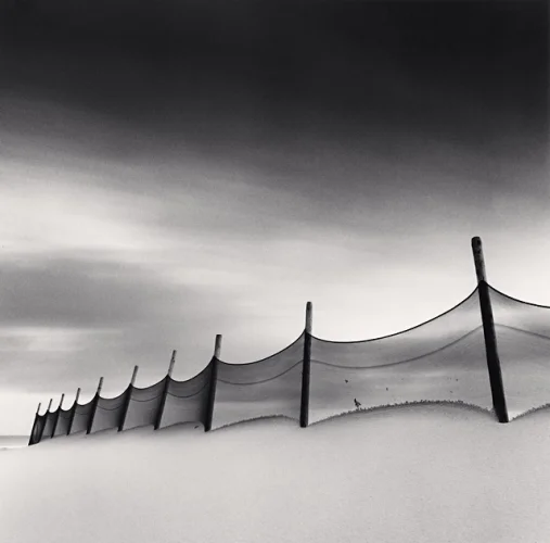 Minimalist Fence Snowy Landscape High Contrast Mysterious