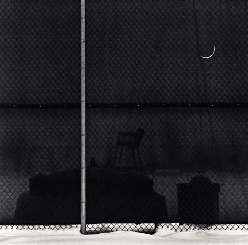 Minimalist High Contrast Mysterious Fence Moon