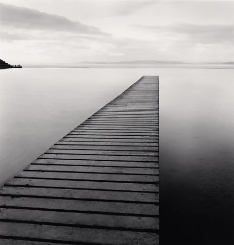 Minimalist Pier Calm Reflective Monochrome Linear Horizon
