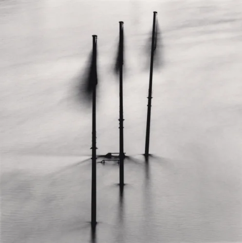 Minimalist Poles Reflections High Contrast Mysterious