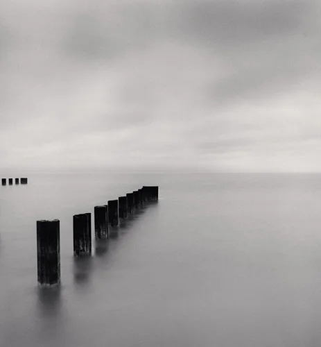 Minimalist Poles Water Foggy Dramatic Atmospheric Seascape