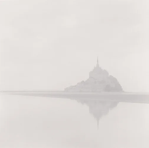 Minimalist Reflection Monastery Foggy Mysterious Timeless