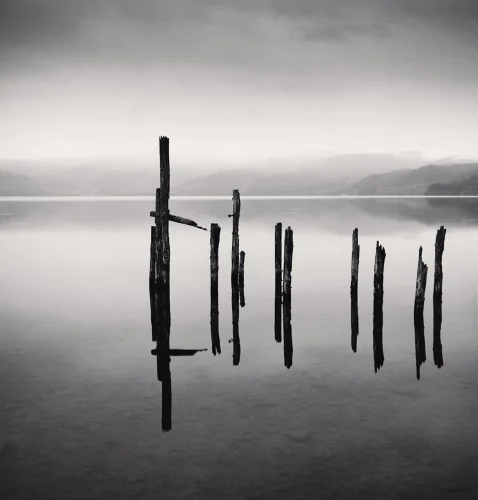 Minimalist Reflections Water Stillness Monochrome