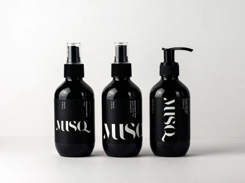 Minimalist Skincare Bottle Black Pump gray Dispenser
