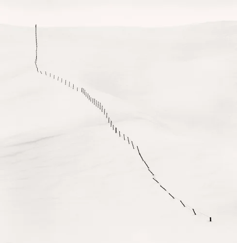 Minimalist Snowy Fence Dramatic High Contrast