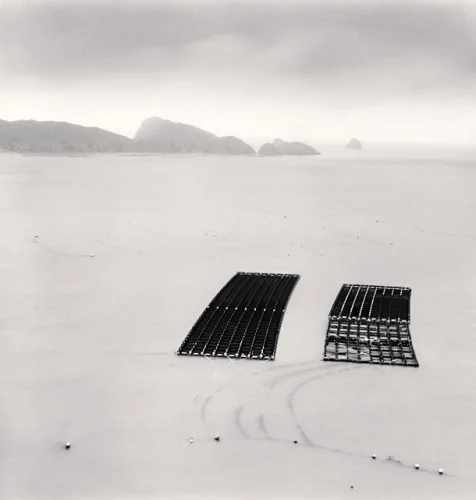Minimalist Solar Panels Desert High Contrast Mysterious