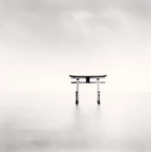 Minimalist Torii Gate Foggy Serene Mysterious