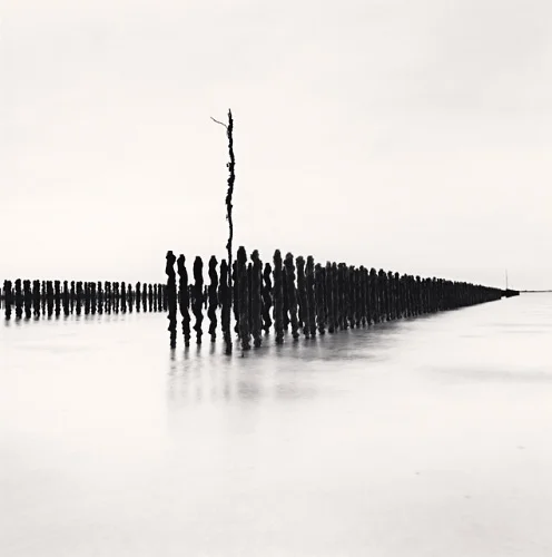 Minimalist Water Poles High Contrast Mysterious Seascape
