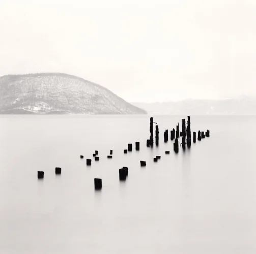 Minimalist Water Poles Silhouette Foggy Dramatic