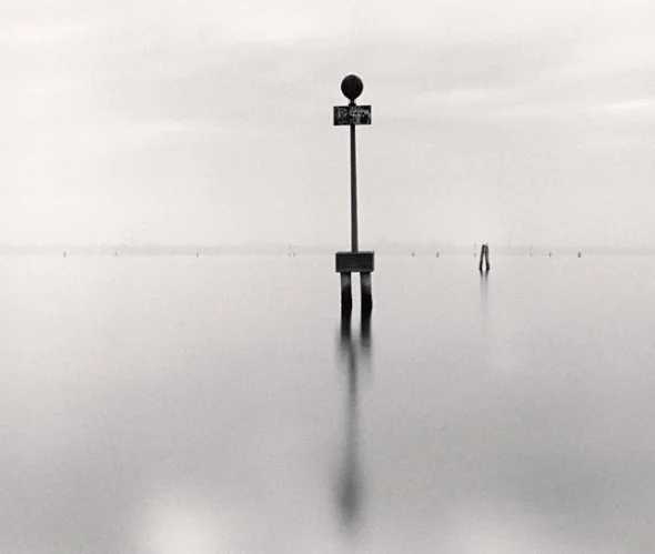 Minimalist Water Reflections Signpost Dramatic Mysterious