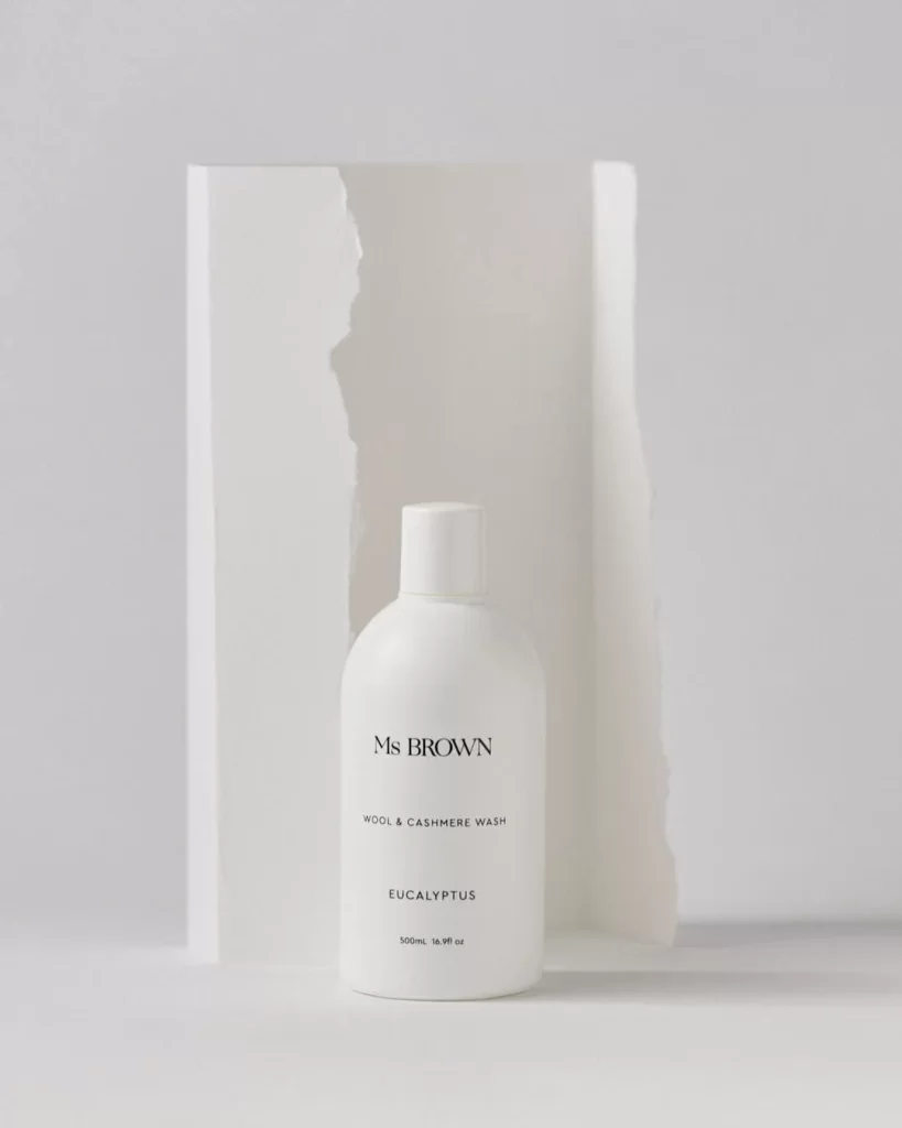 Minimalist Wool Cashmere Wash Bottle White Eucalyptus