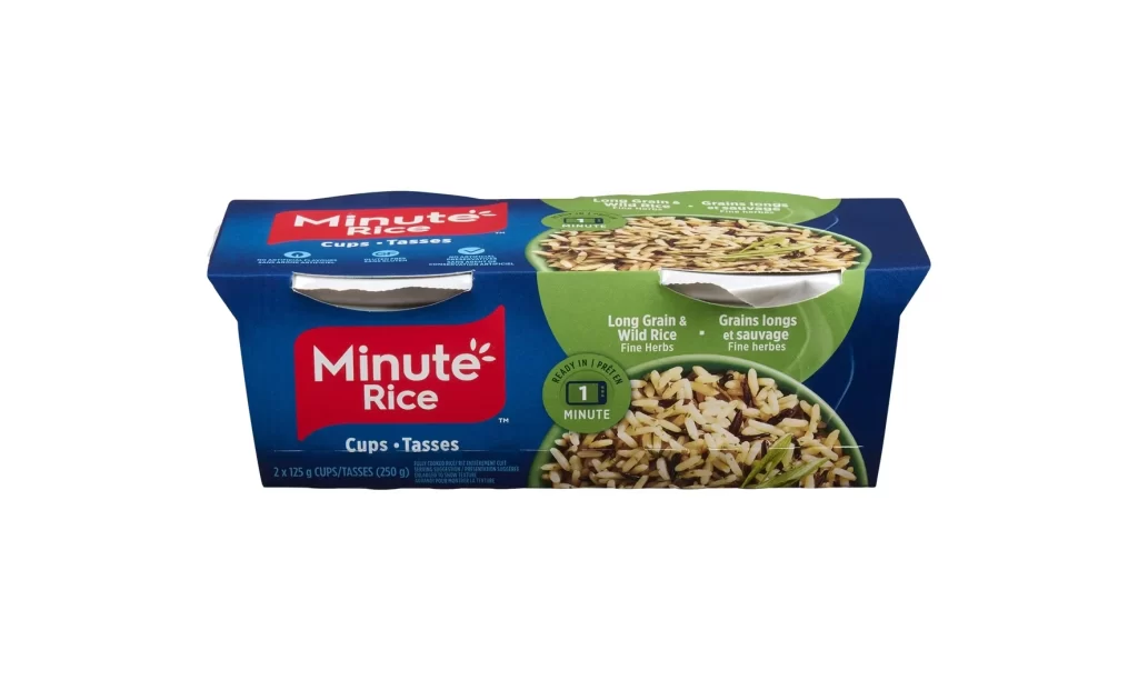 Minute Rice Blue Green White Packaging