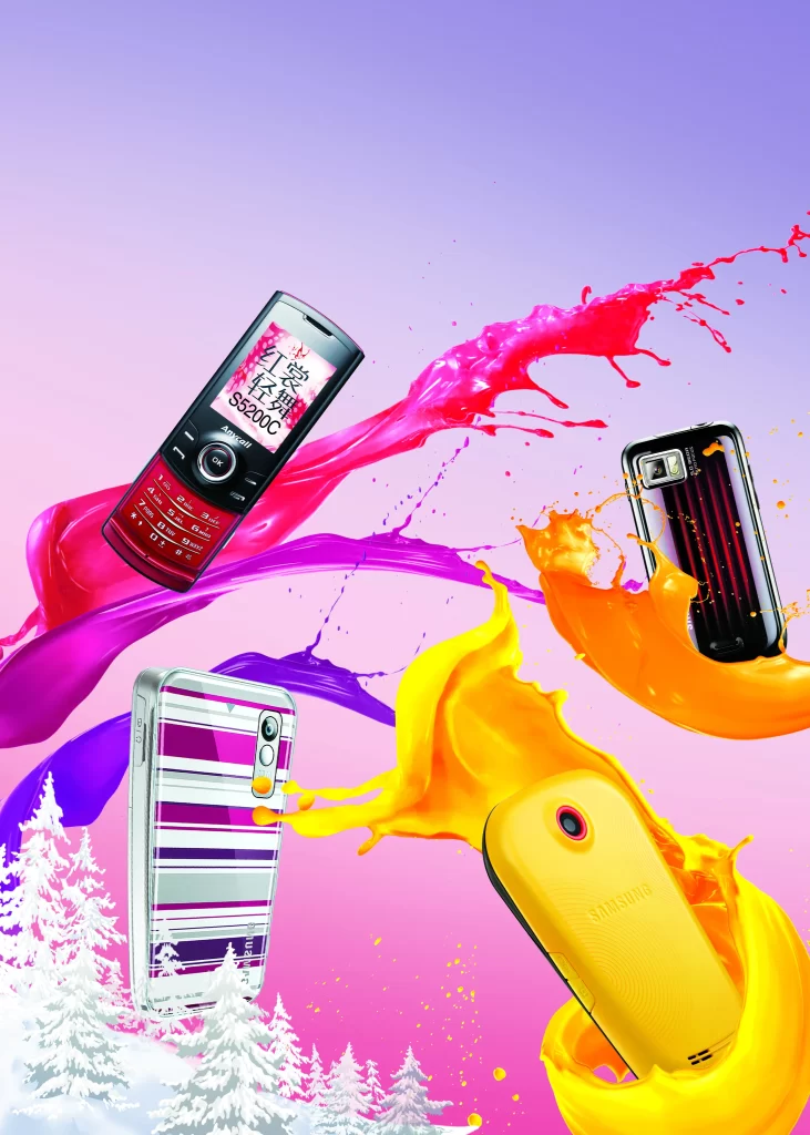 Mobile Phone Vibrant Colors Dynamic Splash Advertising
