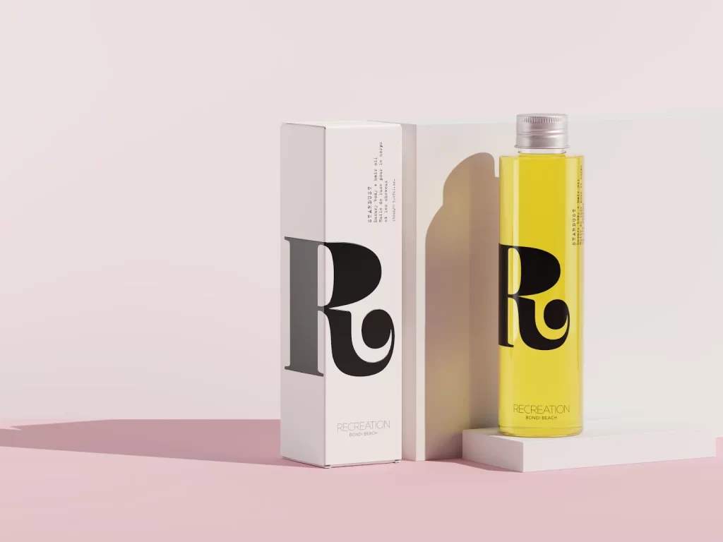 Modern Skincare Bottle Glass Yellow Minimalist Design