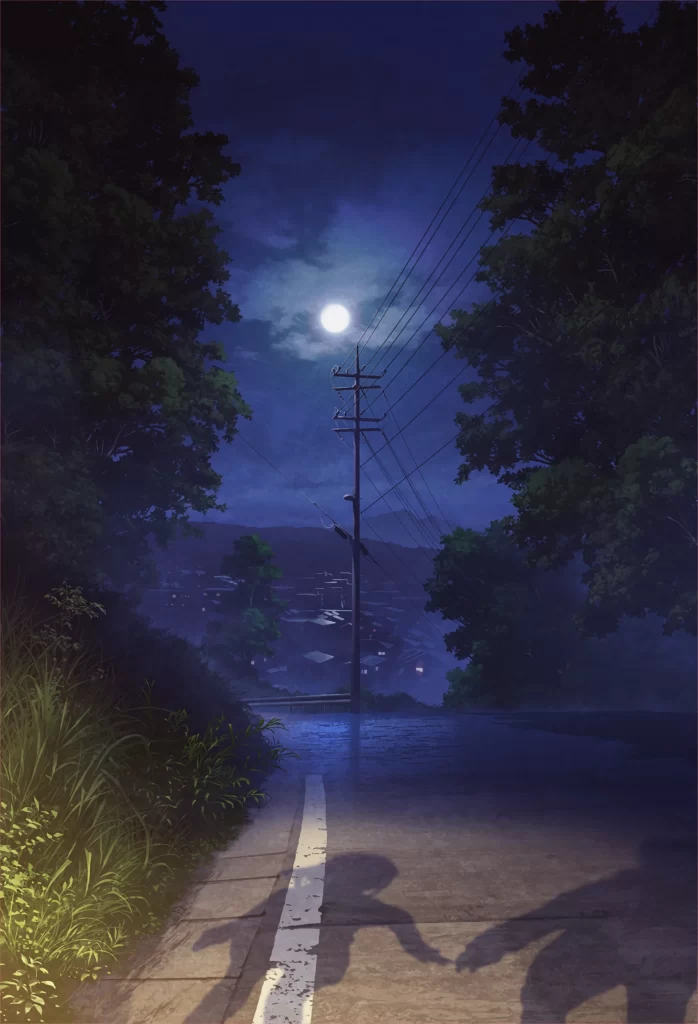 Moonlit Pathway Deep Blue Dark Green