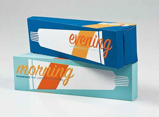 Morning Evening Toothpaste Box Blue Orange