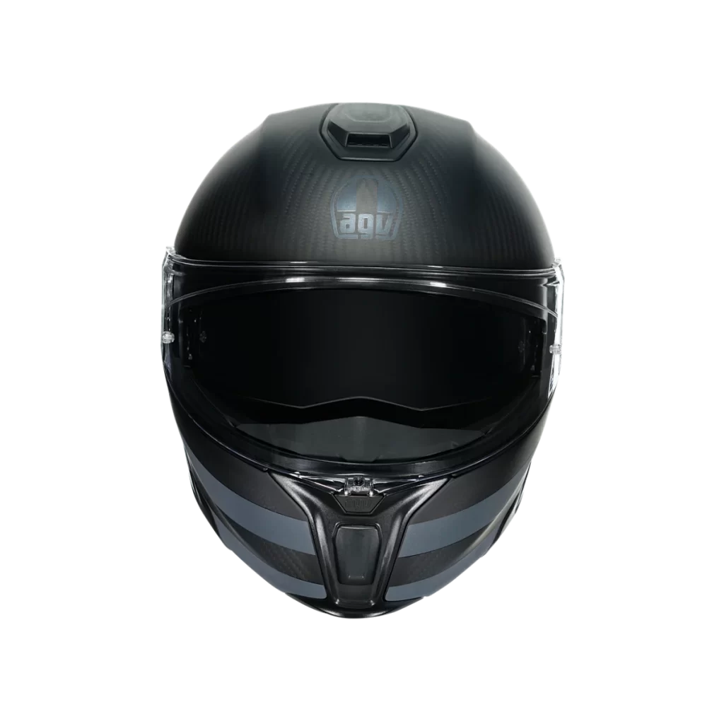 Motorcycle AGV Helmet Black Carbon Fiber Sleek