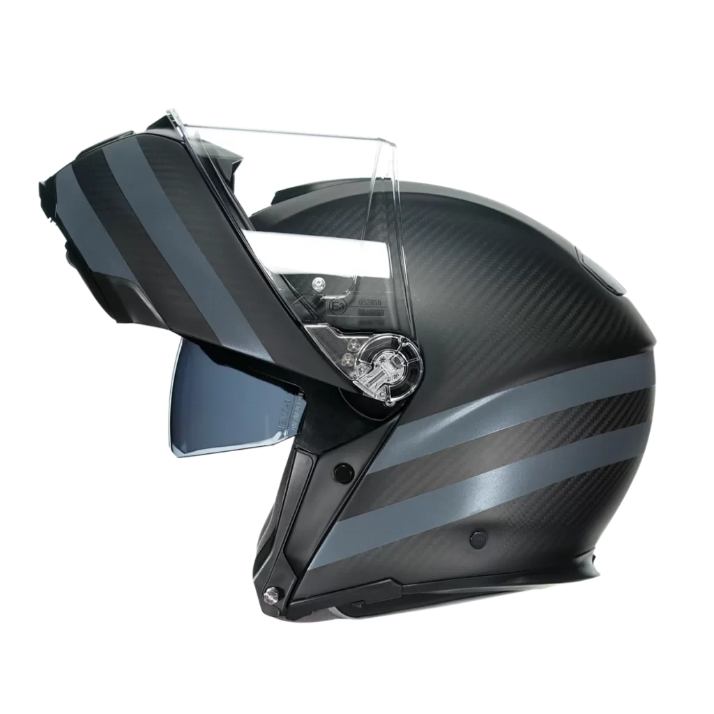 Motorcycle Helmet Black Carbon Fiber Silver