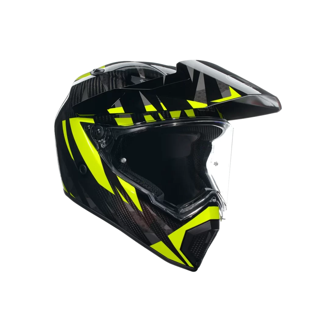 Motorcycle Helmet Black Neon Yellow Carbon