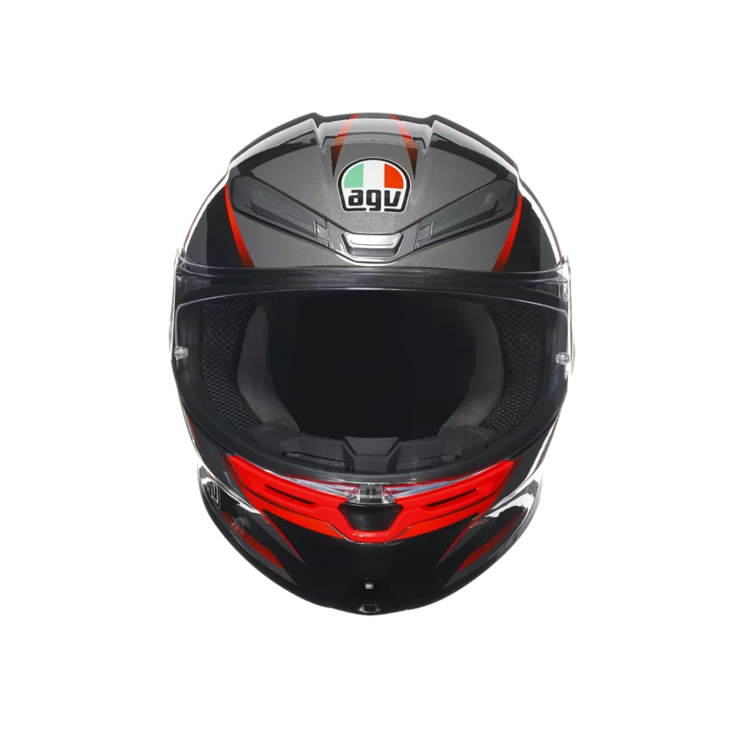 Motorcycle AGV Helmet Black Red Italian