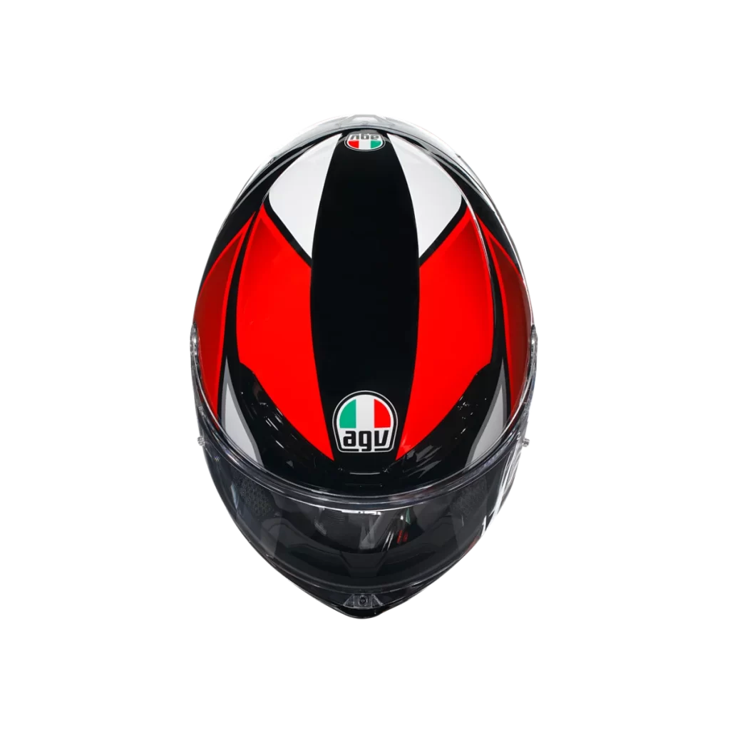 Motorcycle AGV Helmet Black Red White Italian