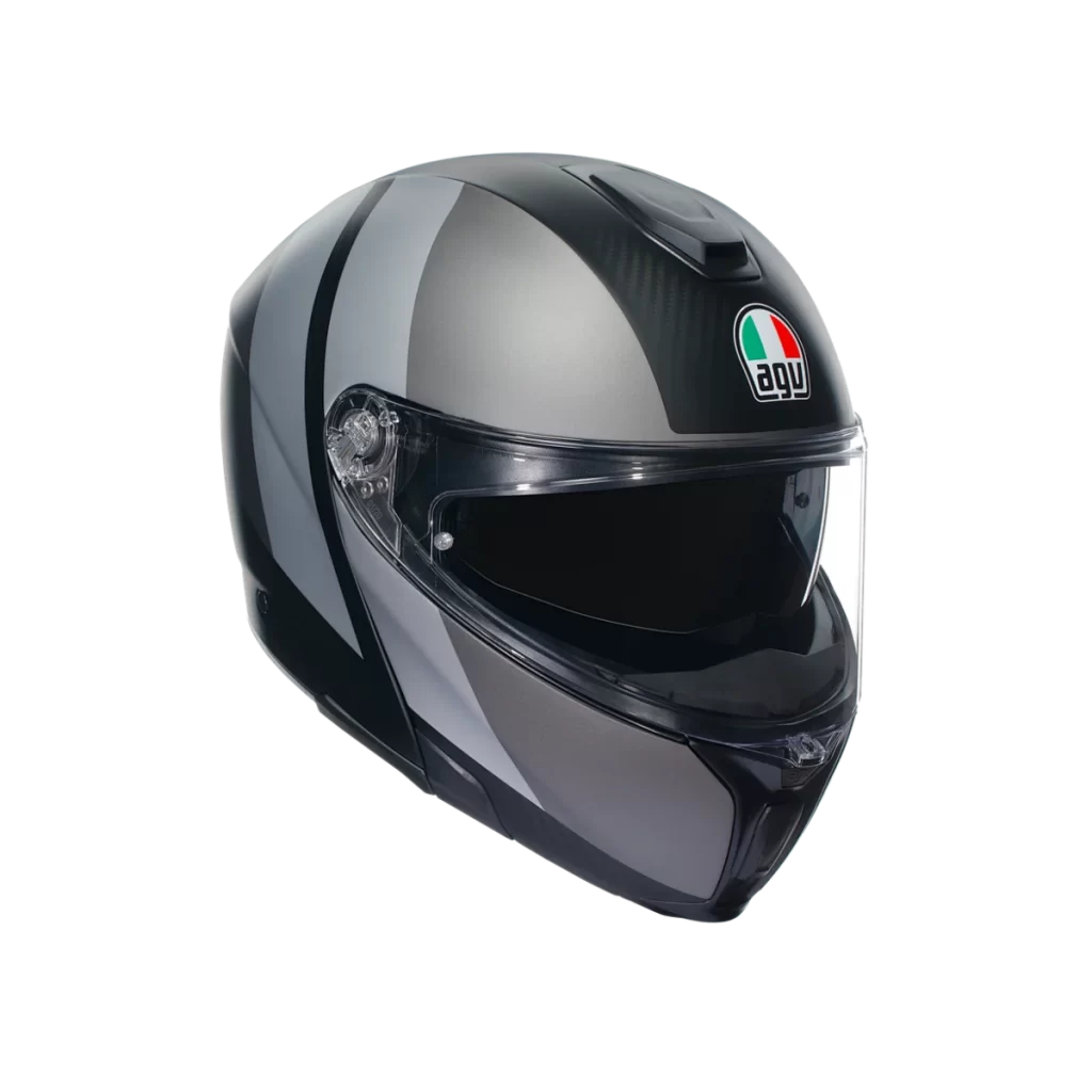 Motorcycle AGV Helmet Black Silver Italian