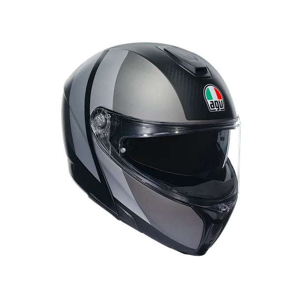 Motorcycle AGV Helmet Silver Black Glossy