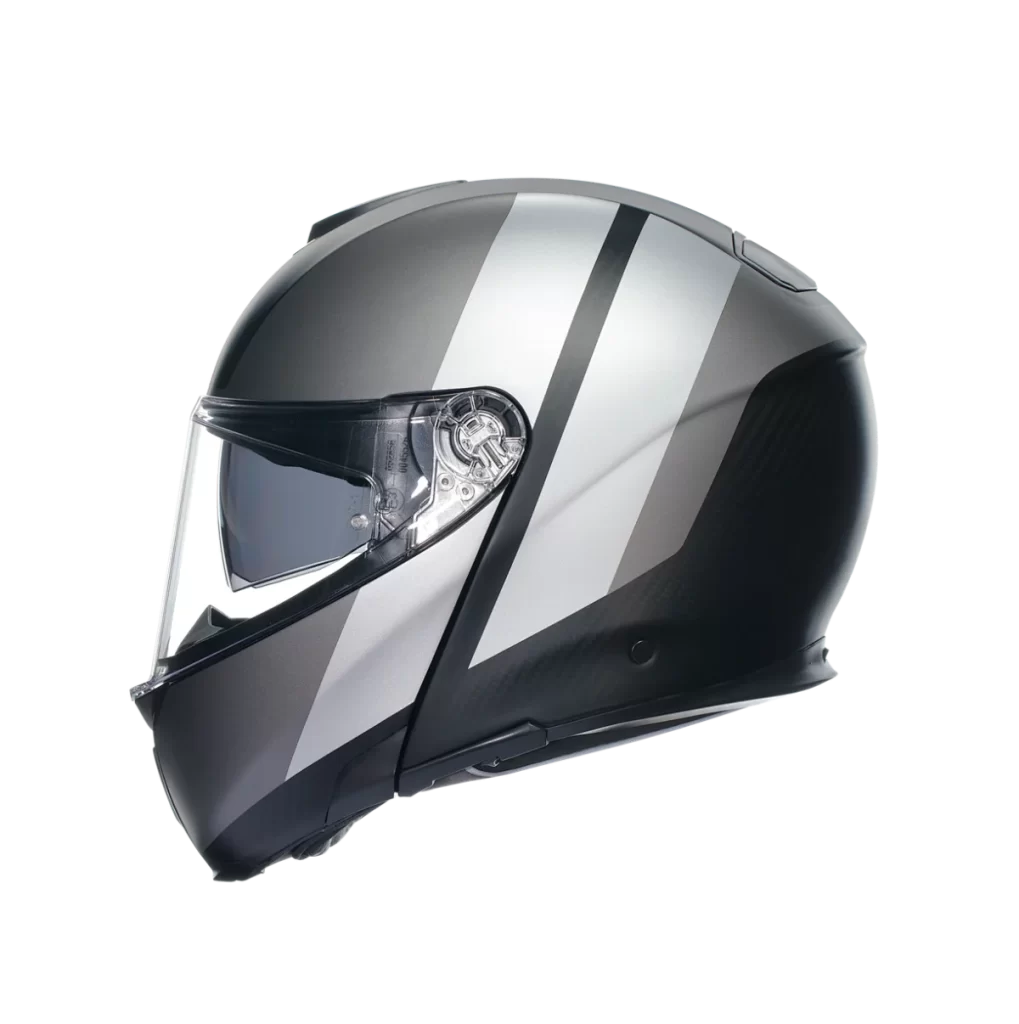Motorcycle Helmet Silver Black Stripes