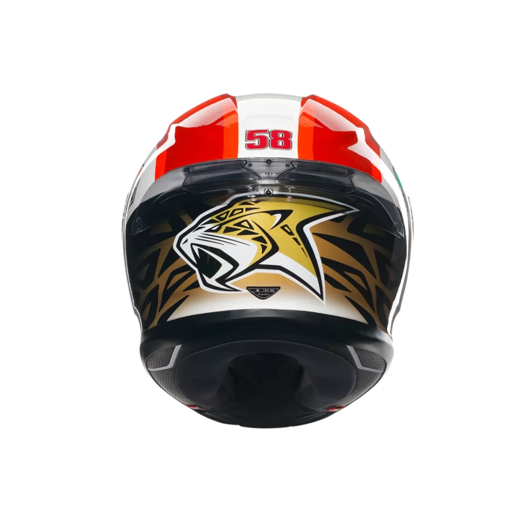 Motorcycle AGV Helmet Tiger Red White Gold
