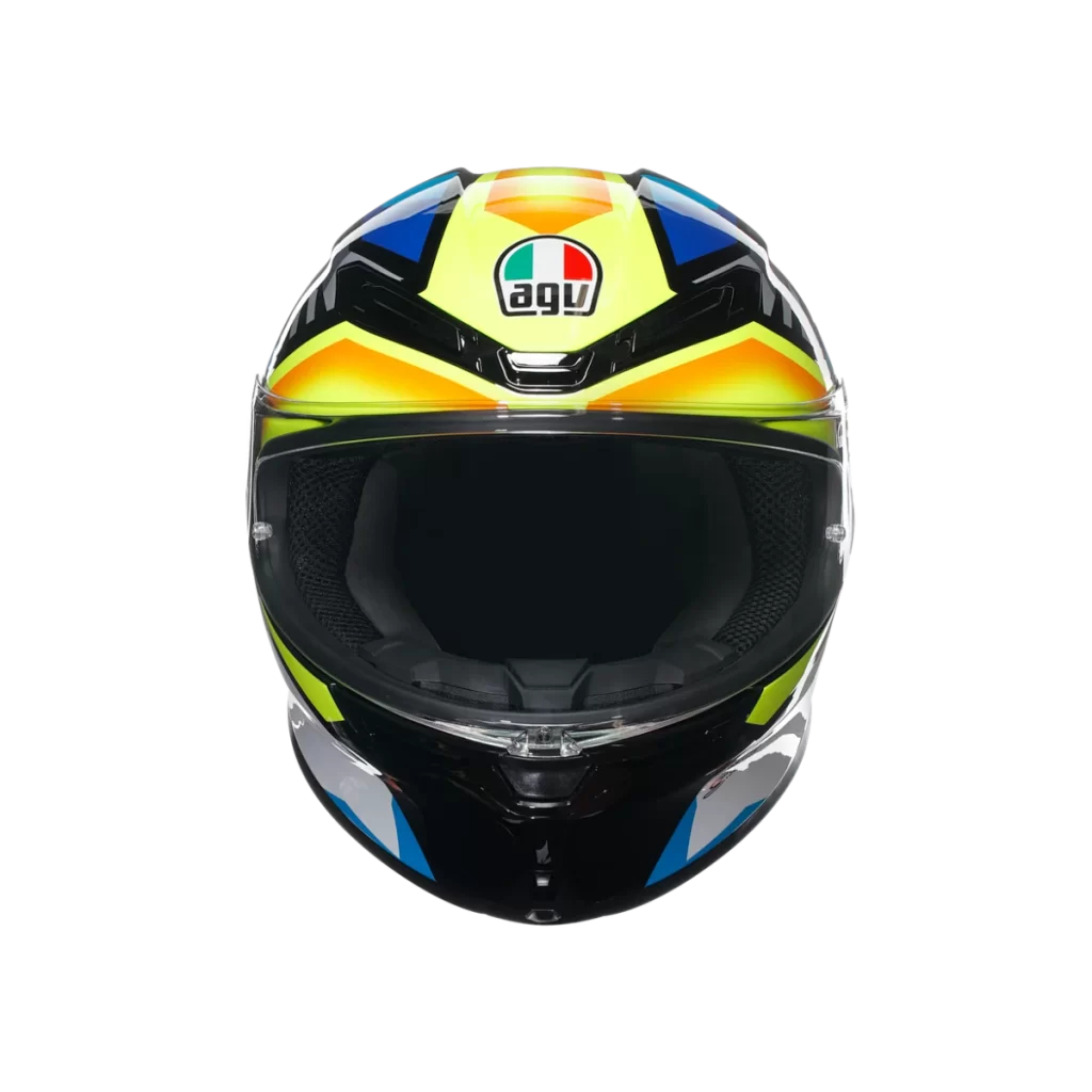 Motorcycle AGV Helmet Yellow Blue Black