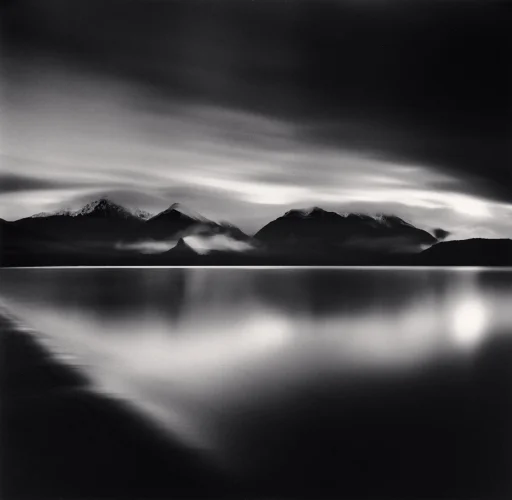 Mountain Silhouette Reflective Water Dramatic High Contrast Moody