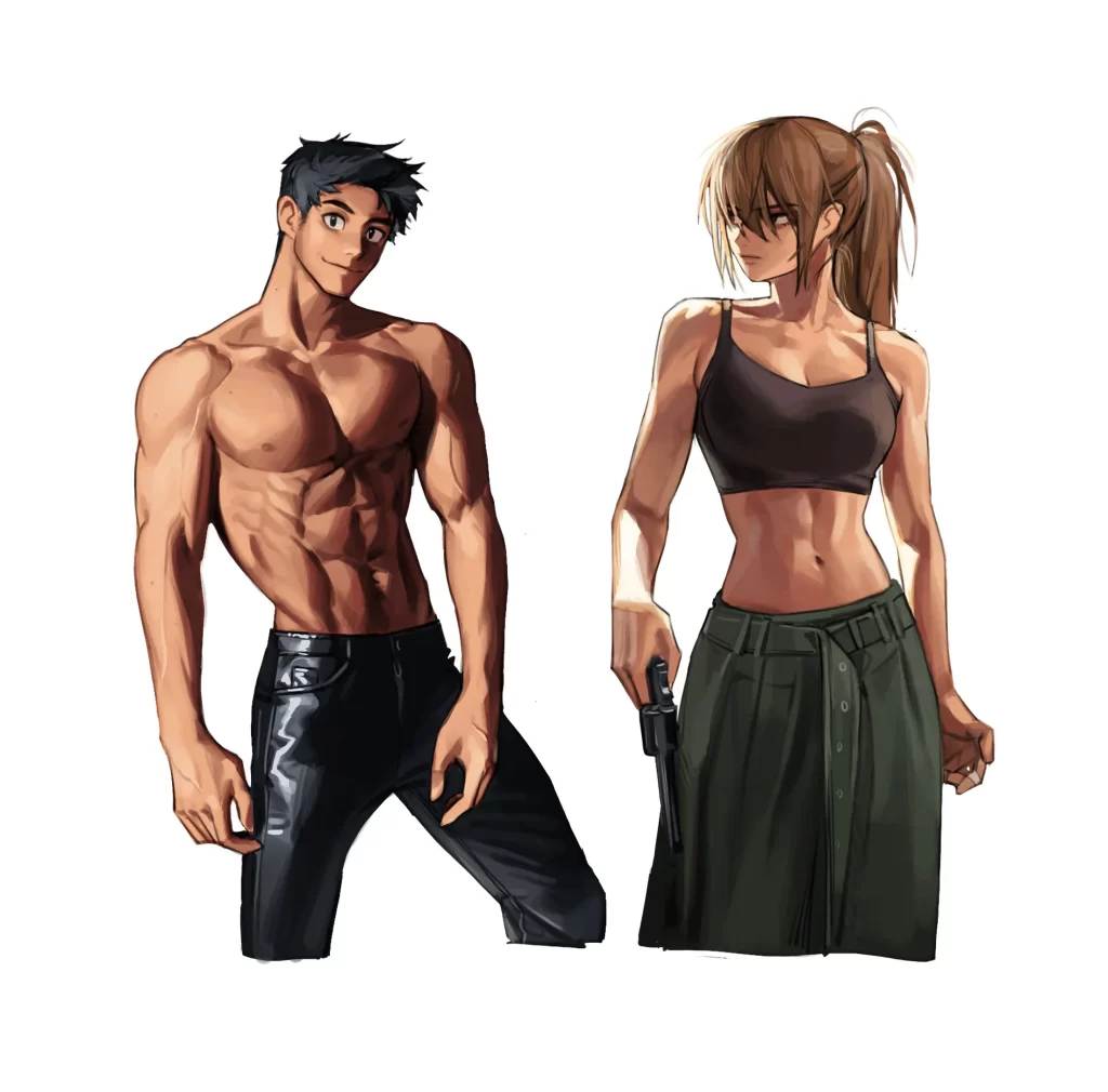 Muscular Male Black Pants Athletic Female