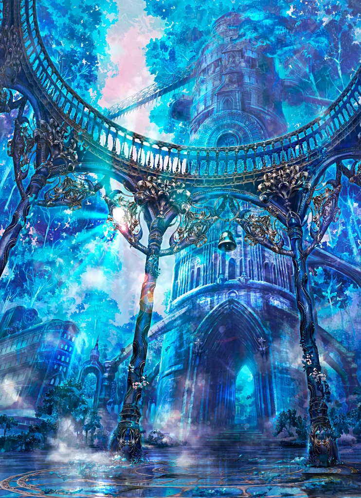 Mystical Castle Blue Purple Fantasy Gothic
