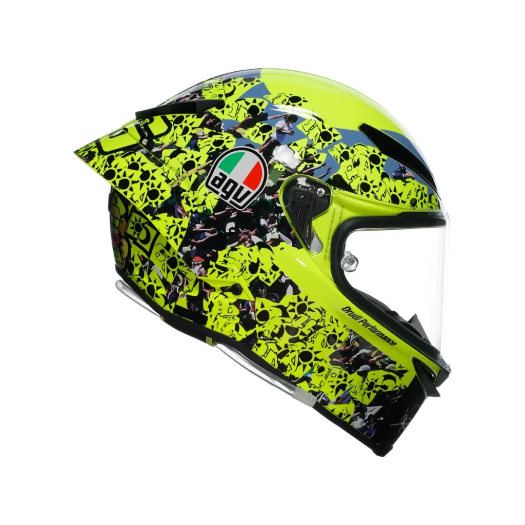 Neon Green AGV Helmet Graffiti Pattern Racing