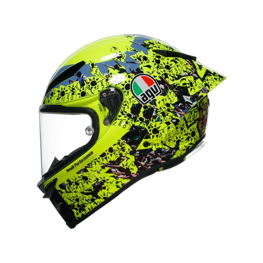 Neon Yellow AGV Helmet Motorcycle Racing Graphics