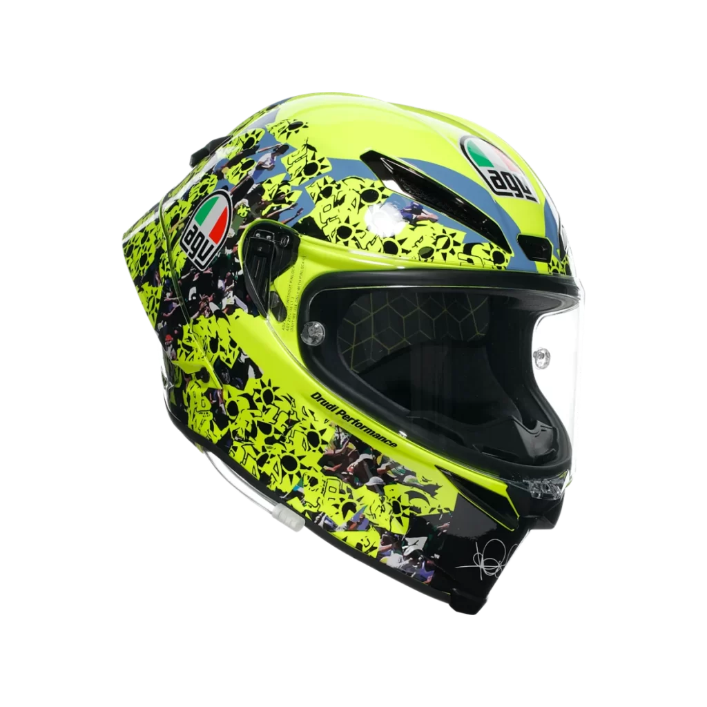 Neon Yellow Motorcycle AGV Helmet Black Racing