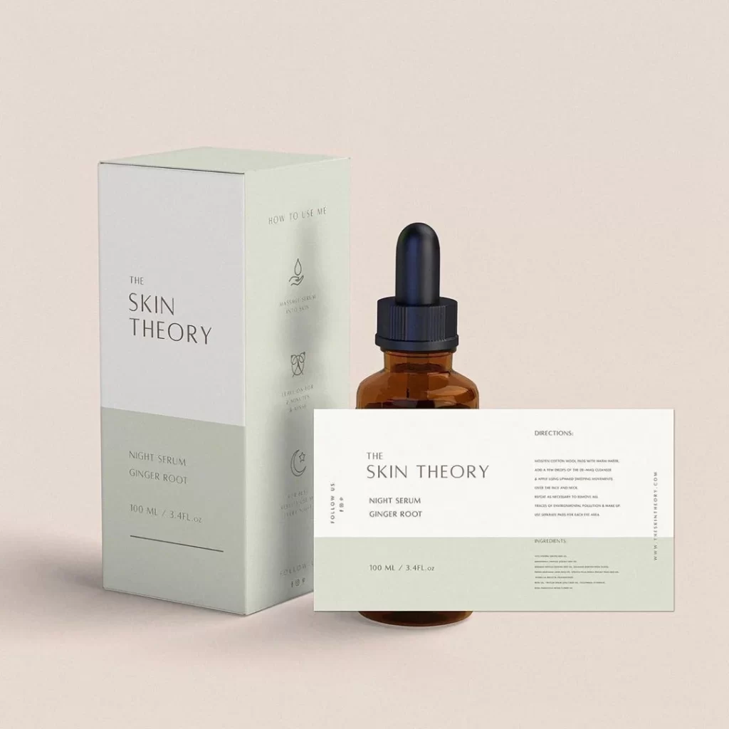 Night Serum Amber Glass Bottle Green Box