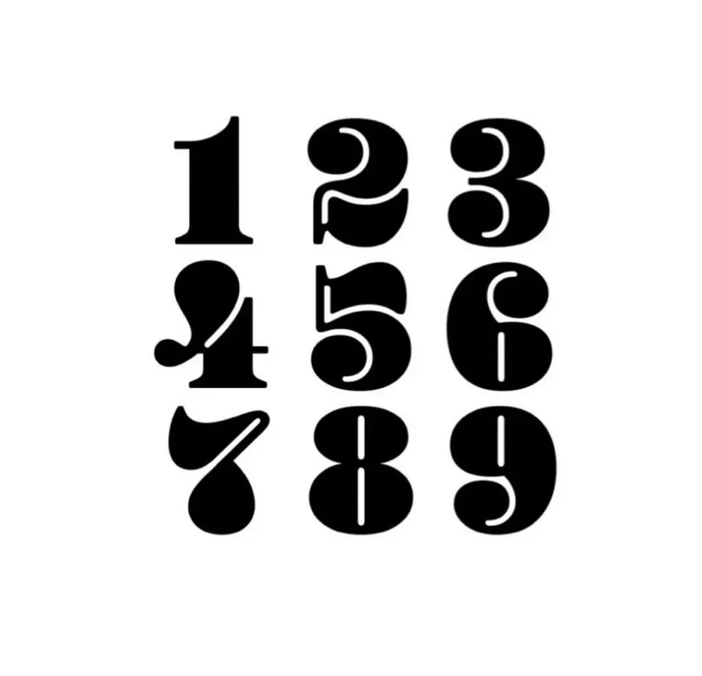 Numbers Black White Font