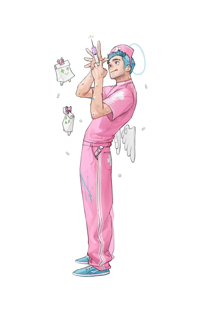 Nurse Pink Scrubs Medical Gloves Syringe