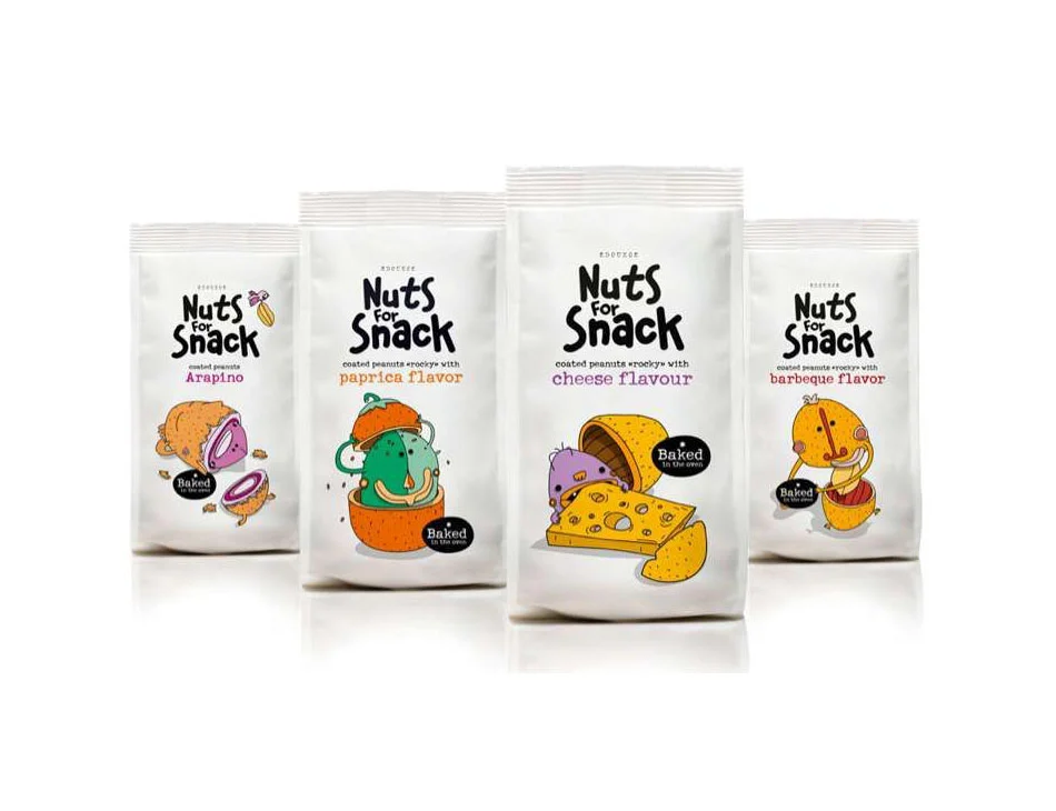 Nuts Snack White Colorful Characters