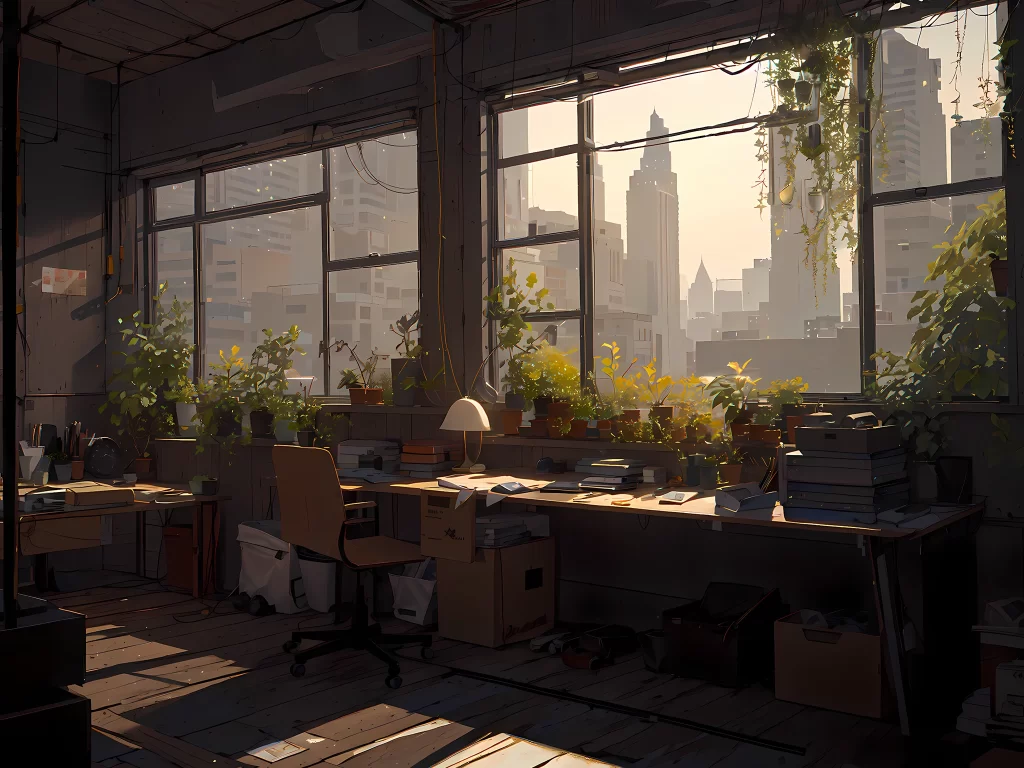 Office Space Natural Light Greenery Urban