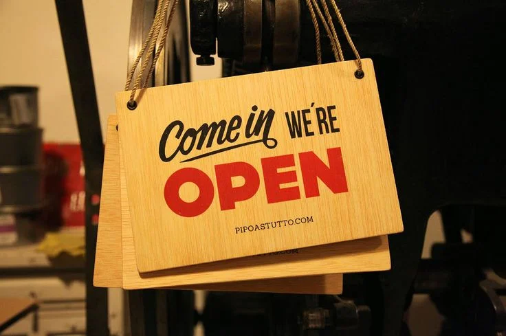 Open Sign Yellow Red Wooden